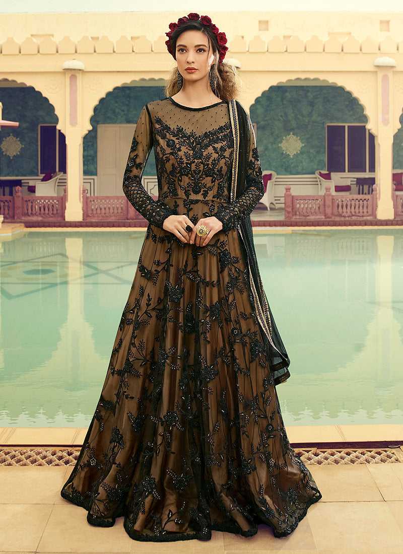 Buy Black Front Slit Anarkali Suit - Party Wear Anarkali Suit – Empress  Clothing